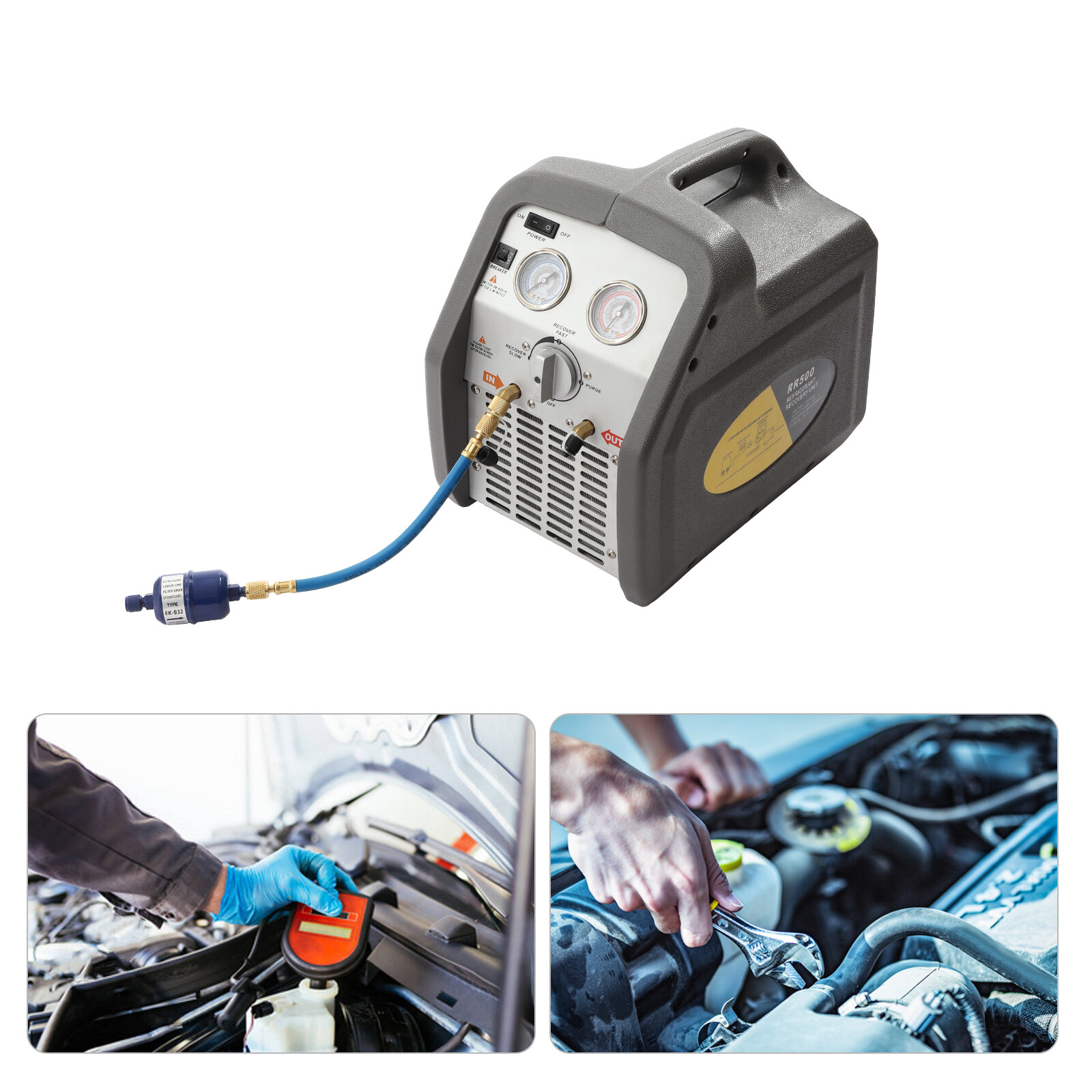 A/C Refrigerant Recovery Machine for hvac freon reclaim 3/4HP 110V/60Hz 558psi