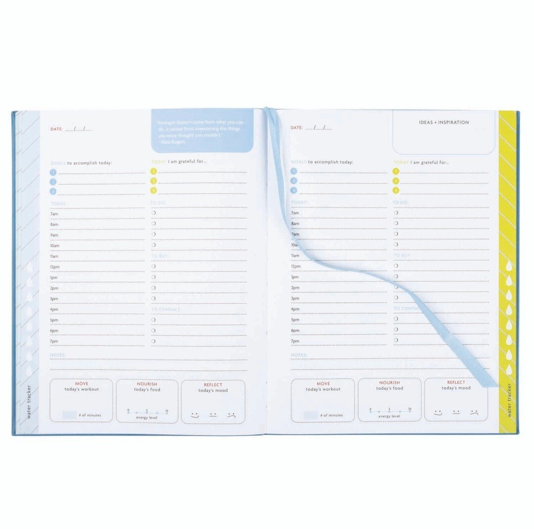 Fitlosophy Blue Six Month Undated Planner Journal 8″×10″ 192 Pgs Soft Bound PU