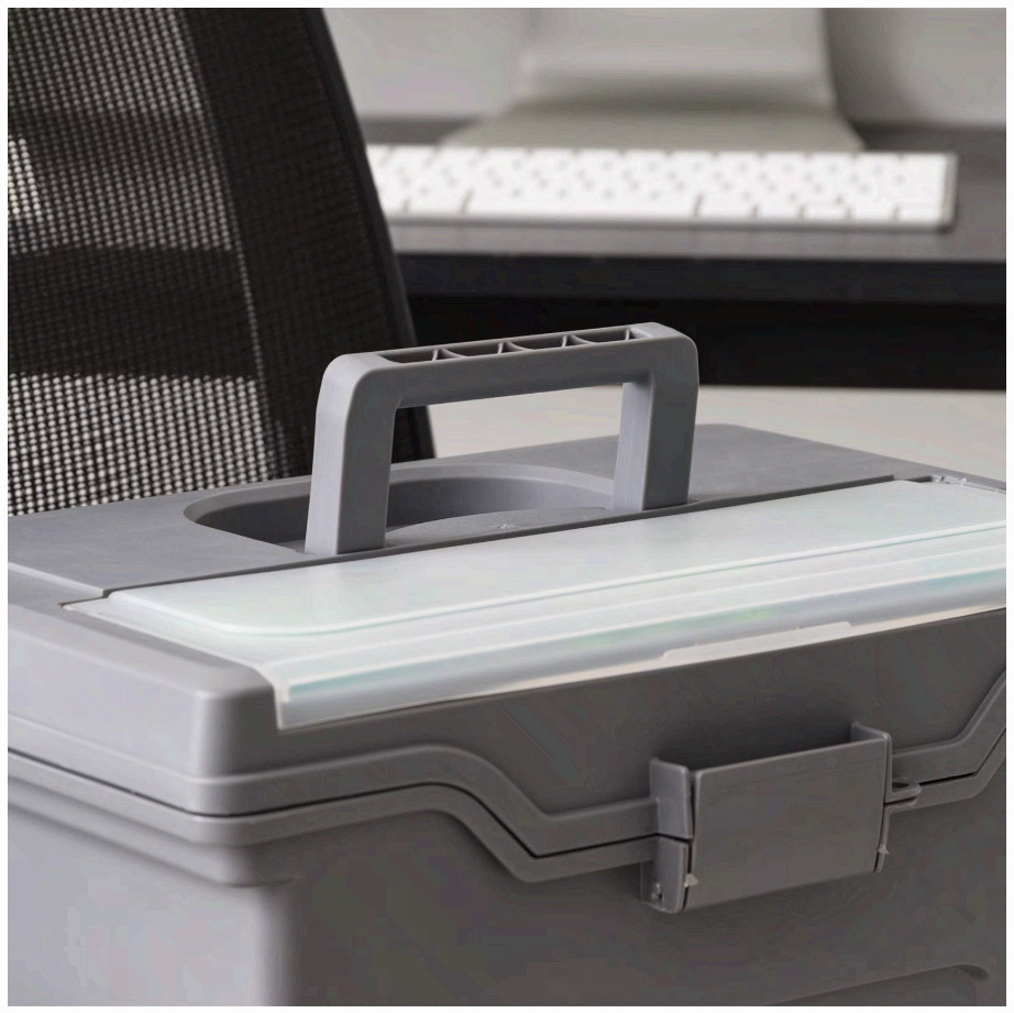 Portable Plastic File Box with Organizer Lid, Letter Size, Gray,4 Pk, Gray, New