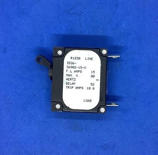 Airpax UPG IEG1 15A Marine Circuit Breaker Single Pole AC/DC Panel Mount Spade