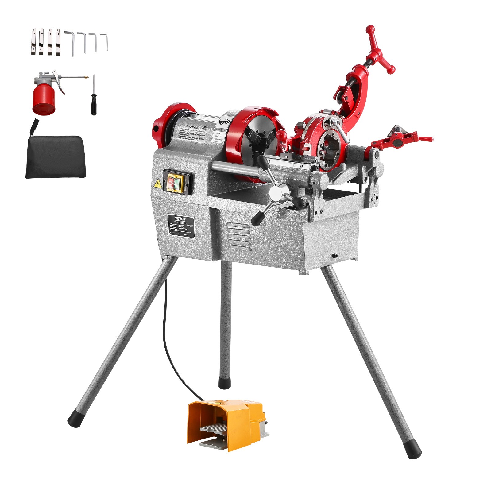 VEVOR Electric Pipe Threader Machine 750W 28RPM Cutter for 1/2″ to 2″ Pipes
