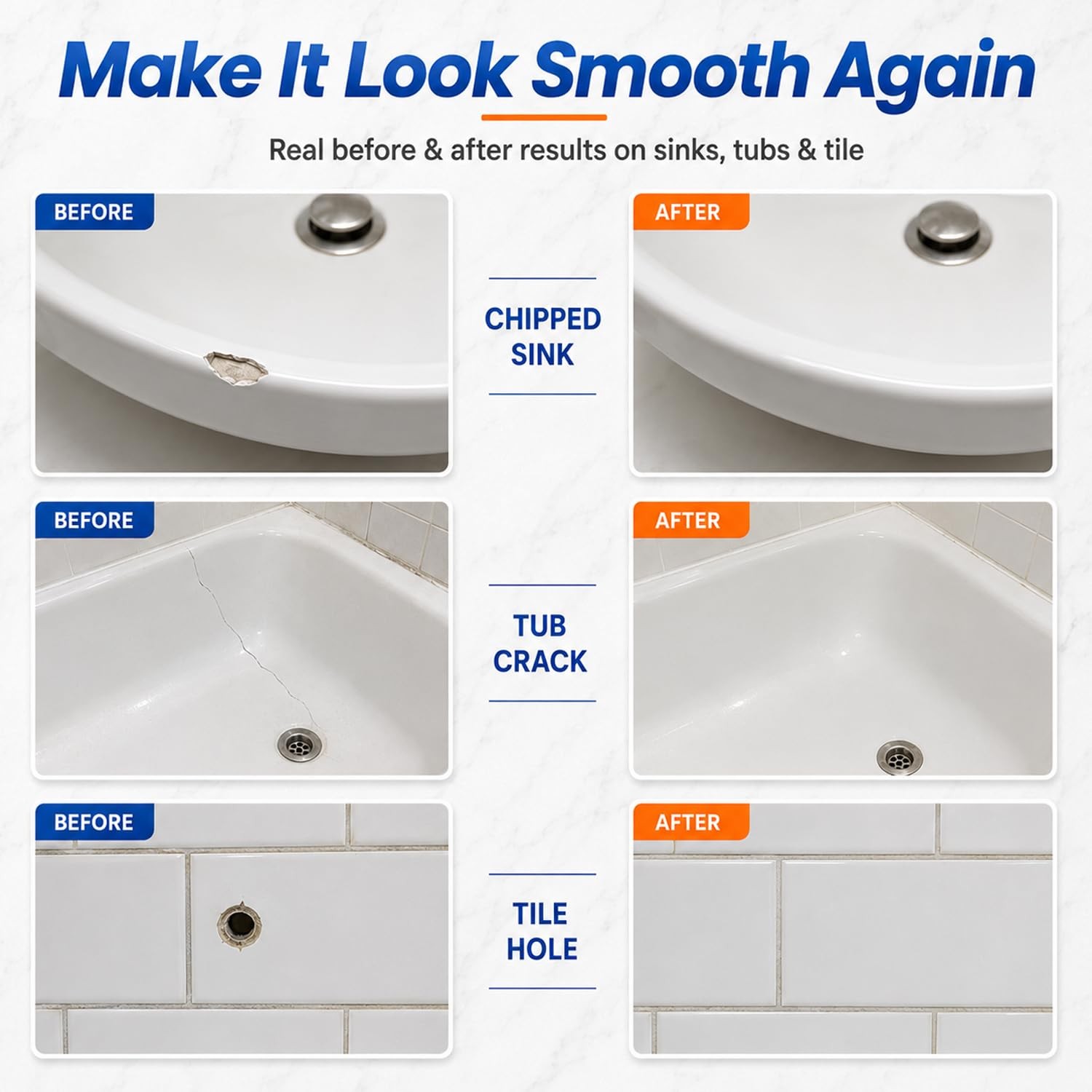 Porcelain Repair Kit White, High-Gloss Chipped Repair, No.01 White