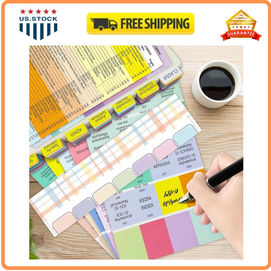 DSM-5-TR 2022 Index Tabs 100 Pcs Printed Tabs with Alignment Guide & Disorders S