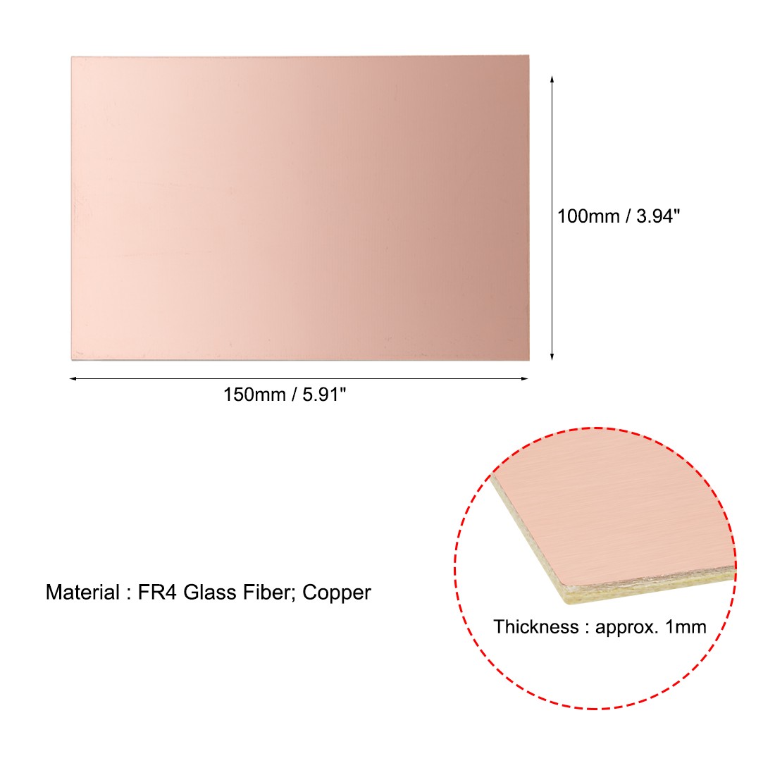 5pcs 150x100mm Double Sided Copper Clad Laminate PCB Circuit Board FR4 1mm