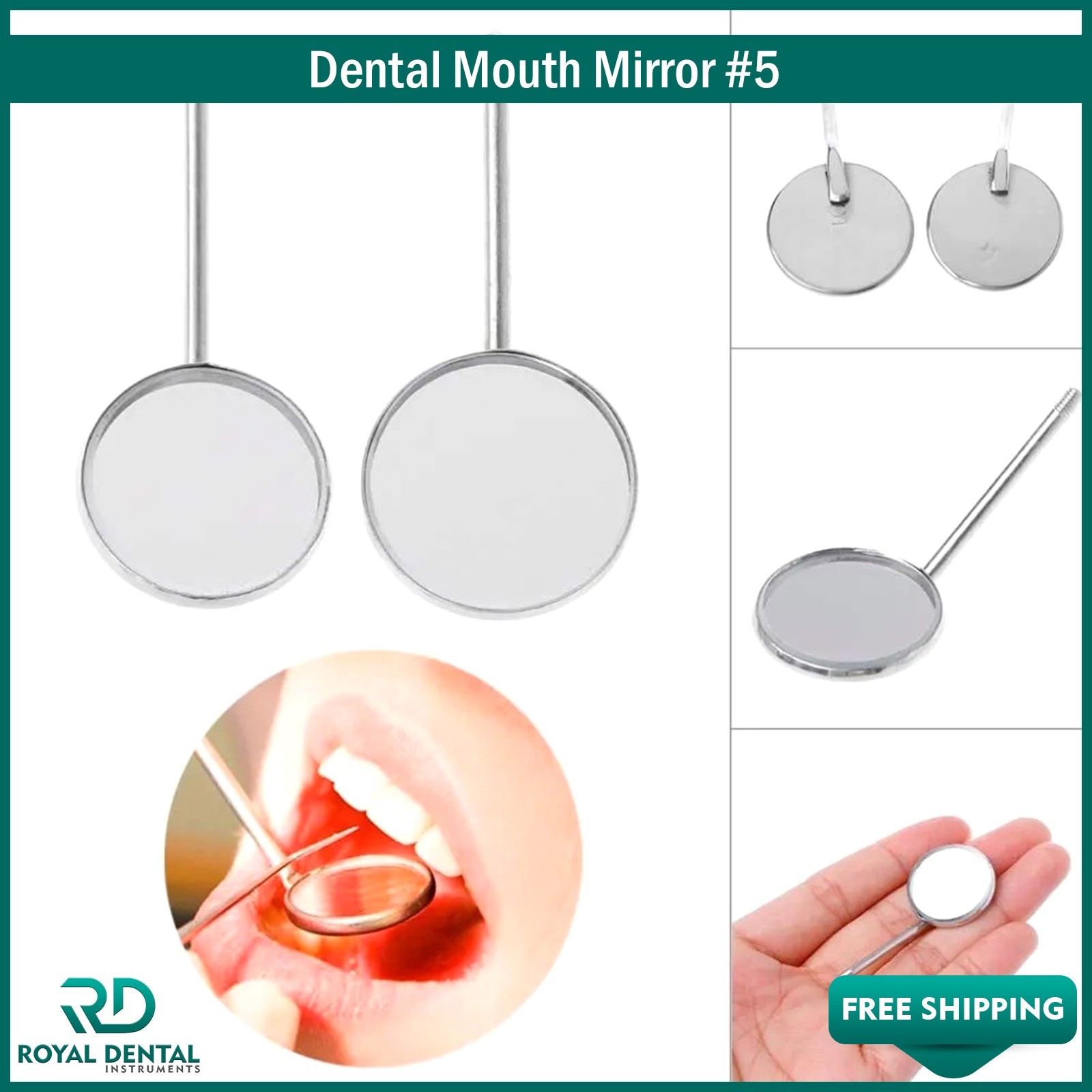 Dental Premium Mouth Mirror heads Size #5 Mirrors Dentistry Instruments 12Pcs