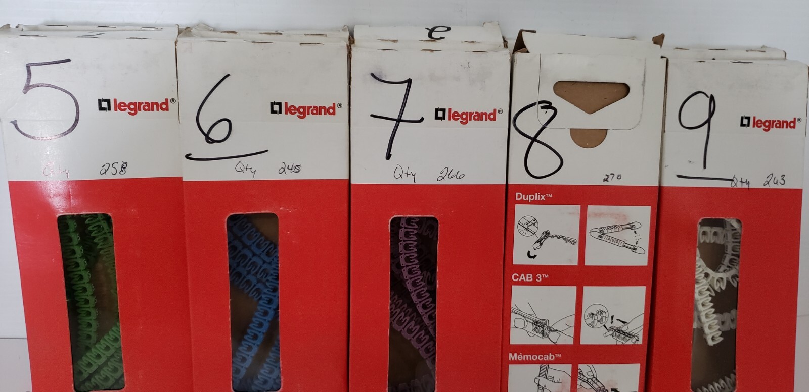 LEGRAND 38203 CAB3 CABLE MARKERS, # 0-9, SIZE 1.5-2.5mm², TOTAL QTY 2244, NIB