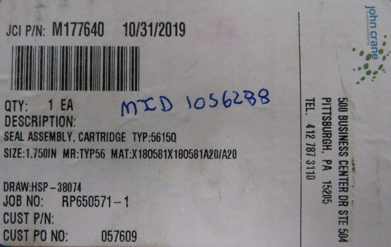 NEW JOHN CRANE M177640 CARTRIDGE SEAL 1.750IN 56150