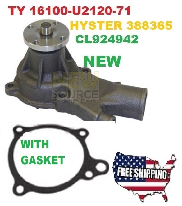 GM 181 3.0L WATER PUMP 388365 HYSTER 16100-U2120-71 TOYOTA 924942 CLARK BA007B