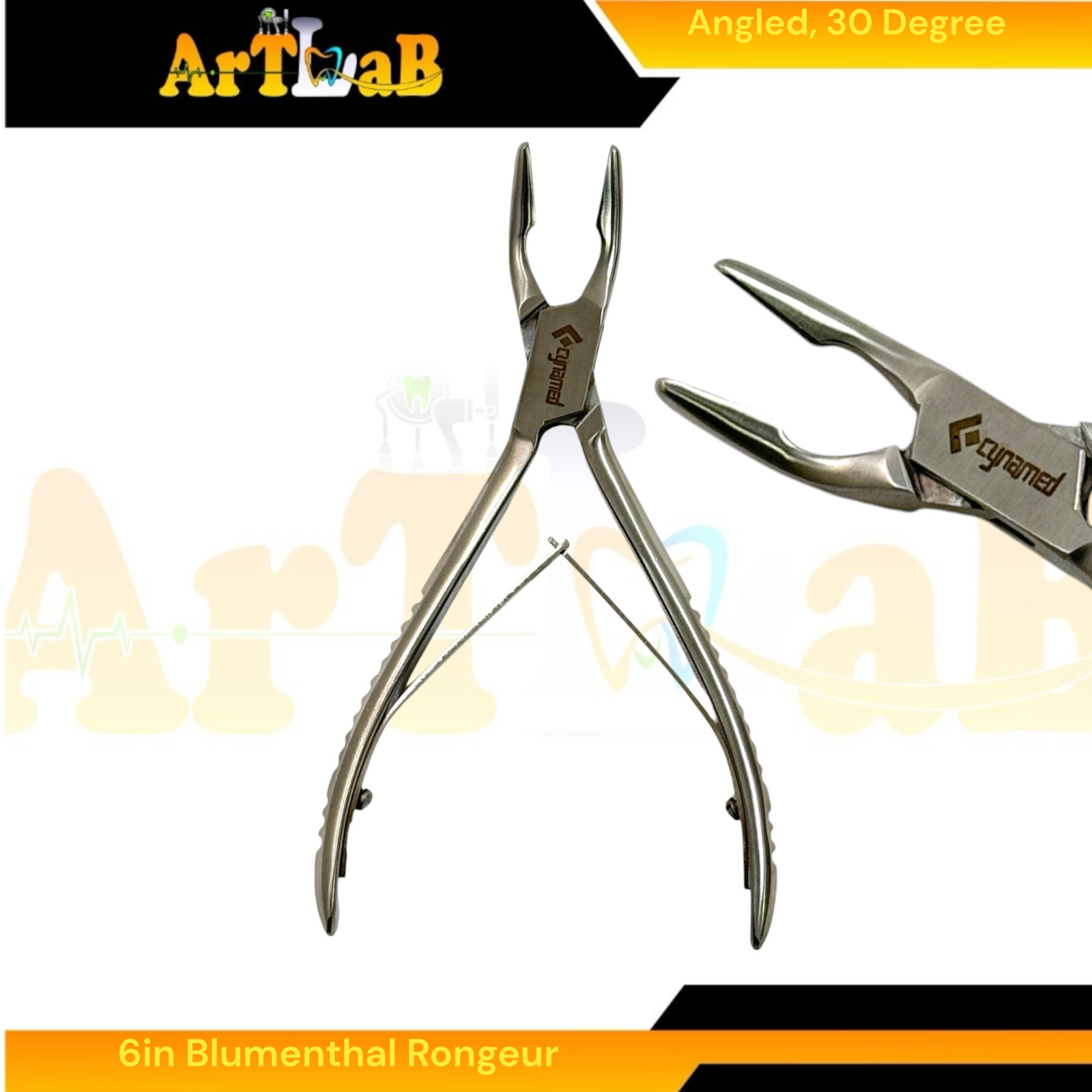 6in Blumenthal Bone Rongeur, 30° Angle with Leaf Spring Handle | Stainles Steel