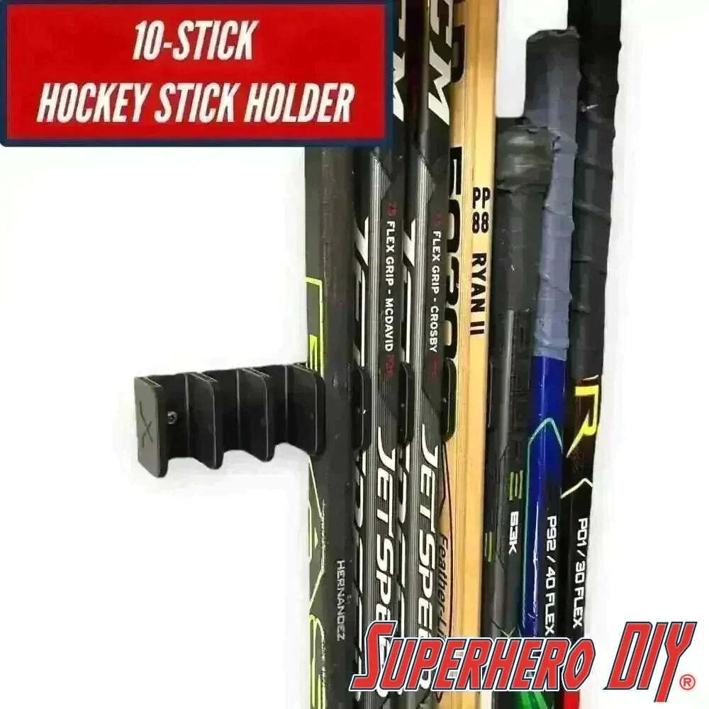 10-Stick Hockey Stick Holder Wall Mount | Ice Hockey Stick Organizer