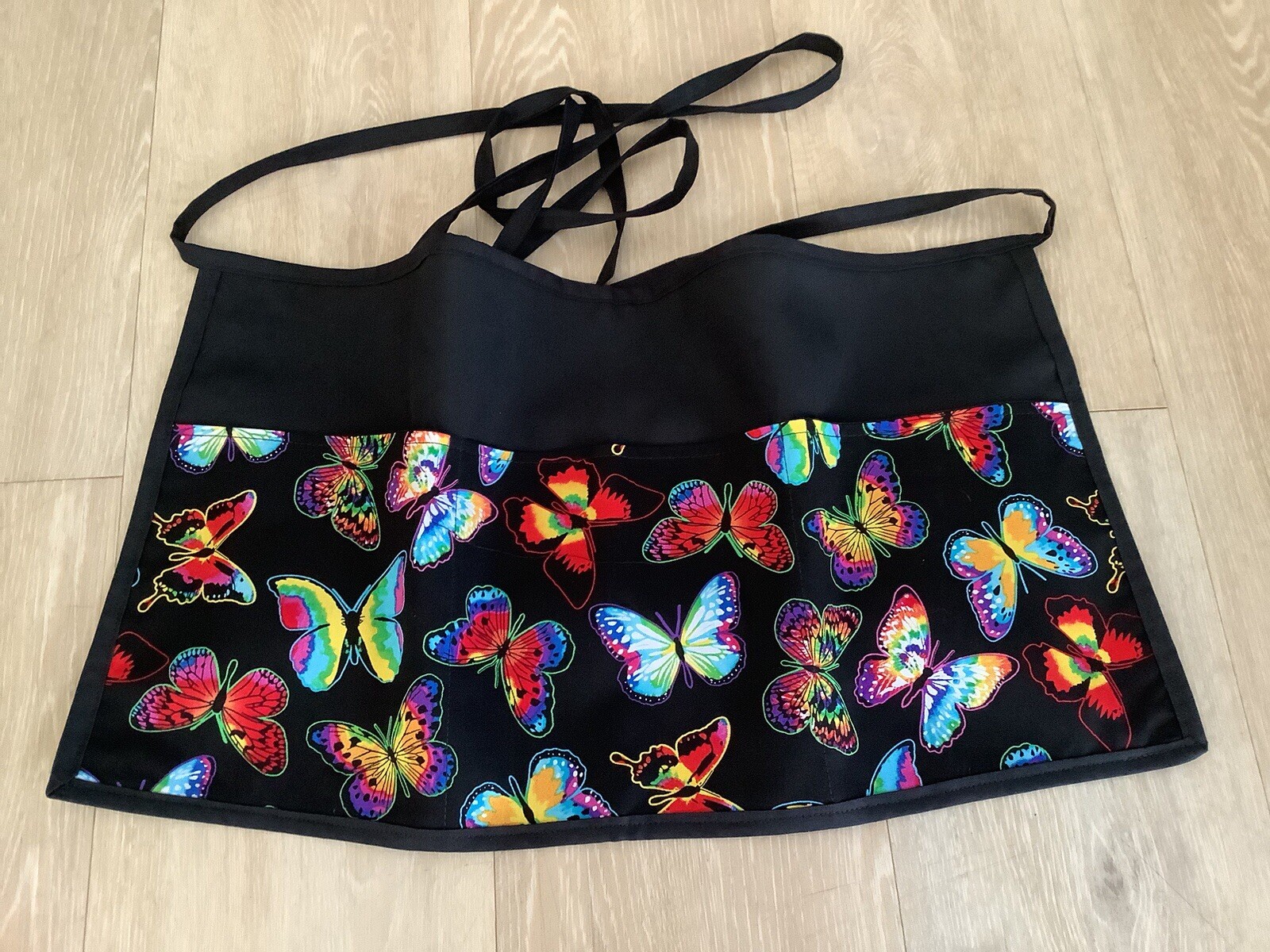 Cute Butterflies Waitress Waist 3 Pocket Apron Restaurant Classyaprons Black