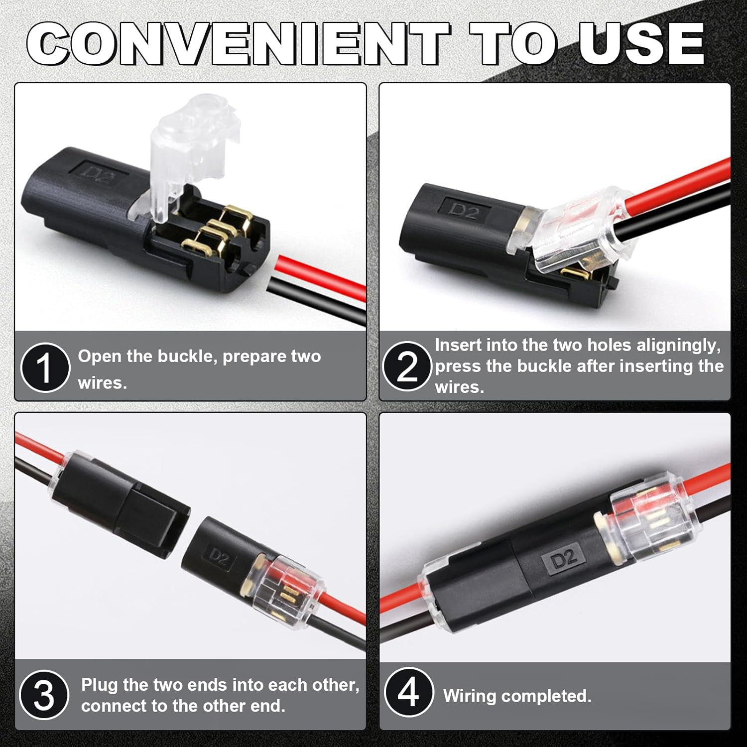 20Pcs Double Wire Plug in Connector, LED Light Strip Low Voltage Connectors 2 Pi