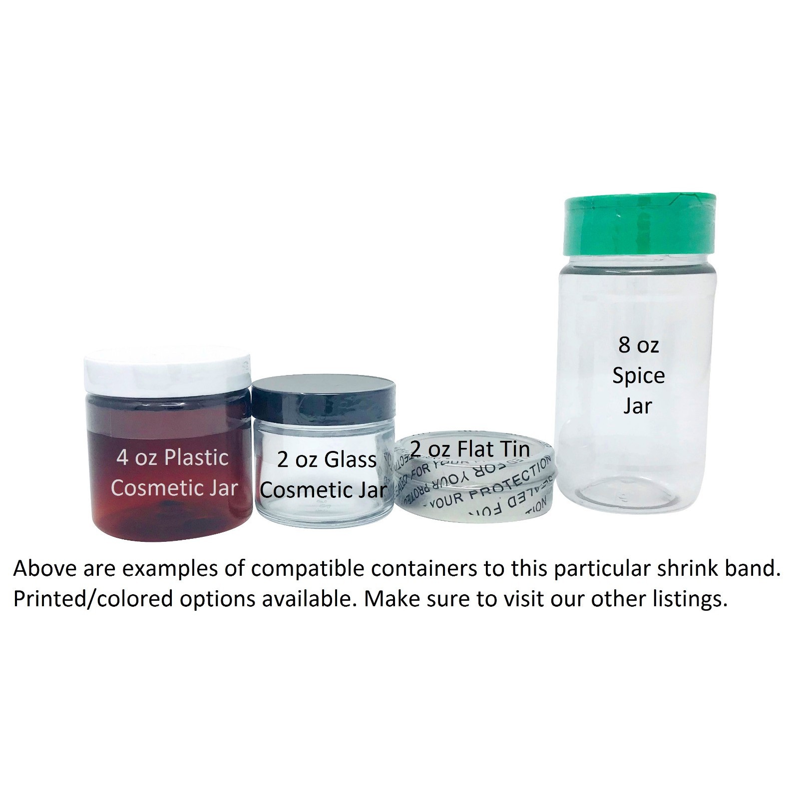 Clear and Black 94×28 Heat Shrink Wrap Seal Spice Jar Cosmetic Bottle [250 Pack]