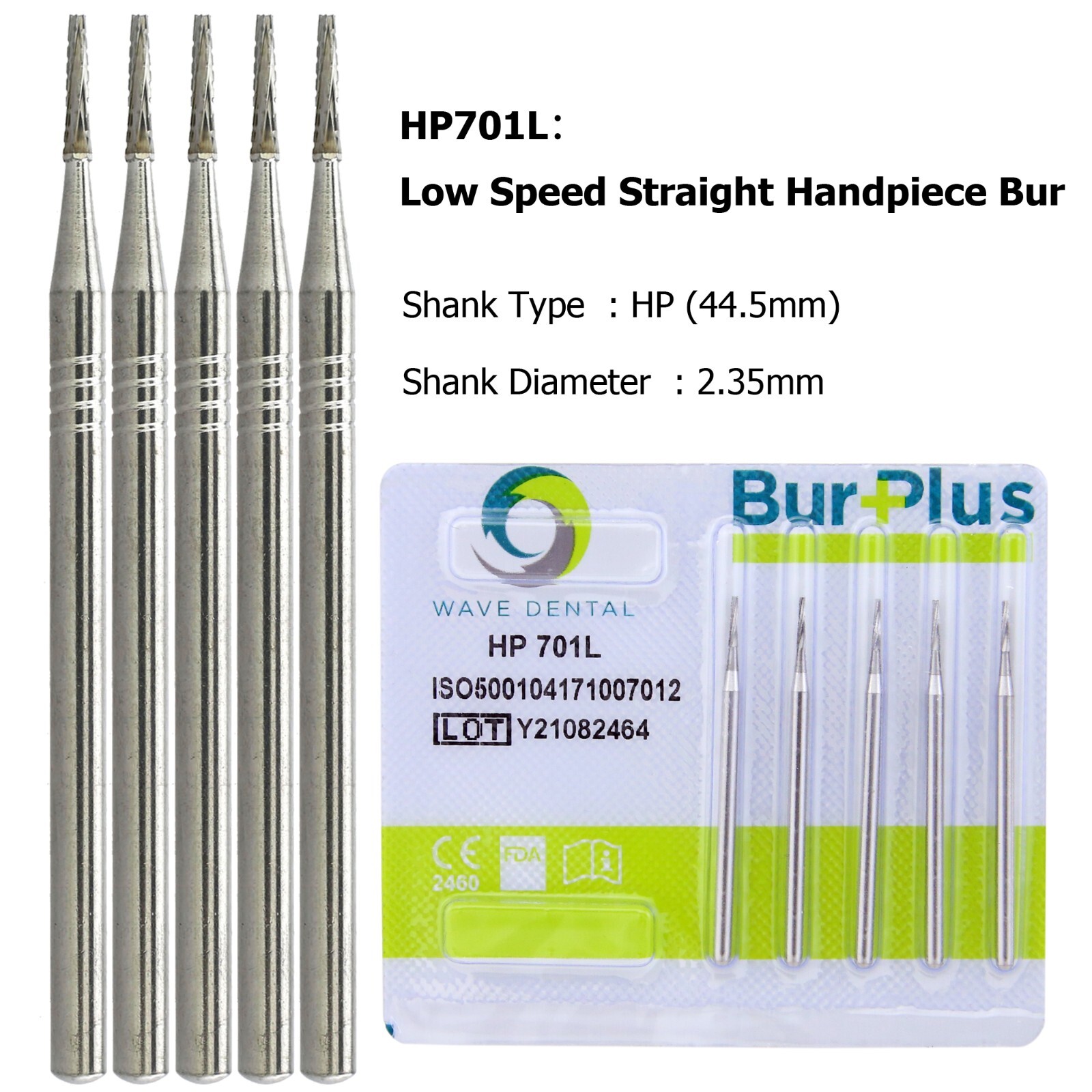 Wave Dental Surgical Carbide Bur HP 702 701 2.35mm For Low Speed Straight 44.5mm