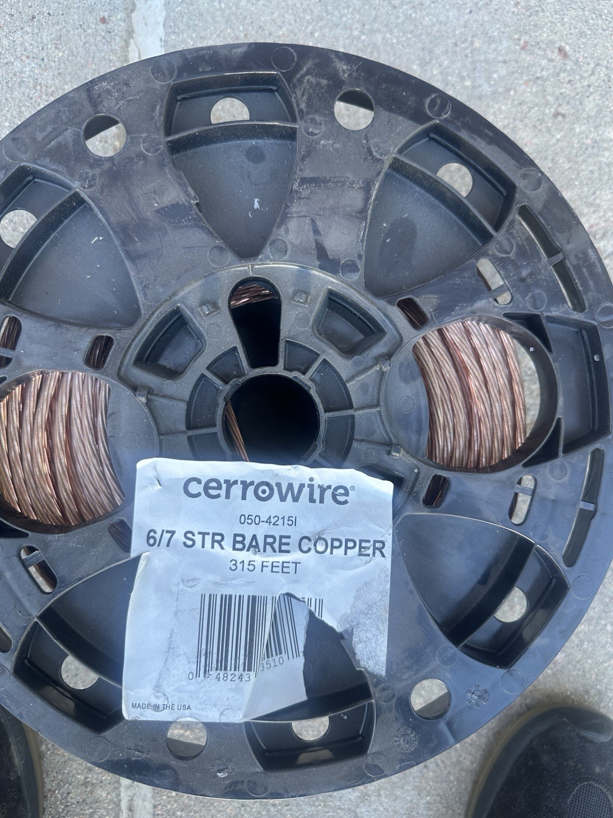 New Cerrowire #6 AWG Solid Bare Copper Grounding Wire 315ft Spool