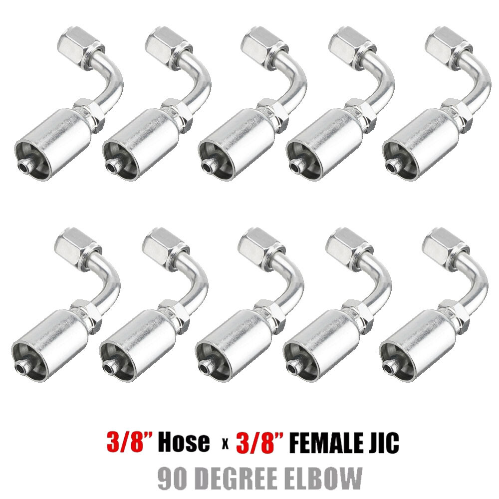 NEW 10x 13943 6-6 PK STYLE HYDRAULIC HOSE FITTINGS 3/8″ Hose 3/8″ FJIC 90 Degree