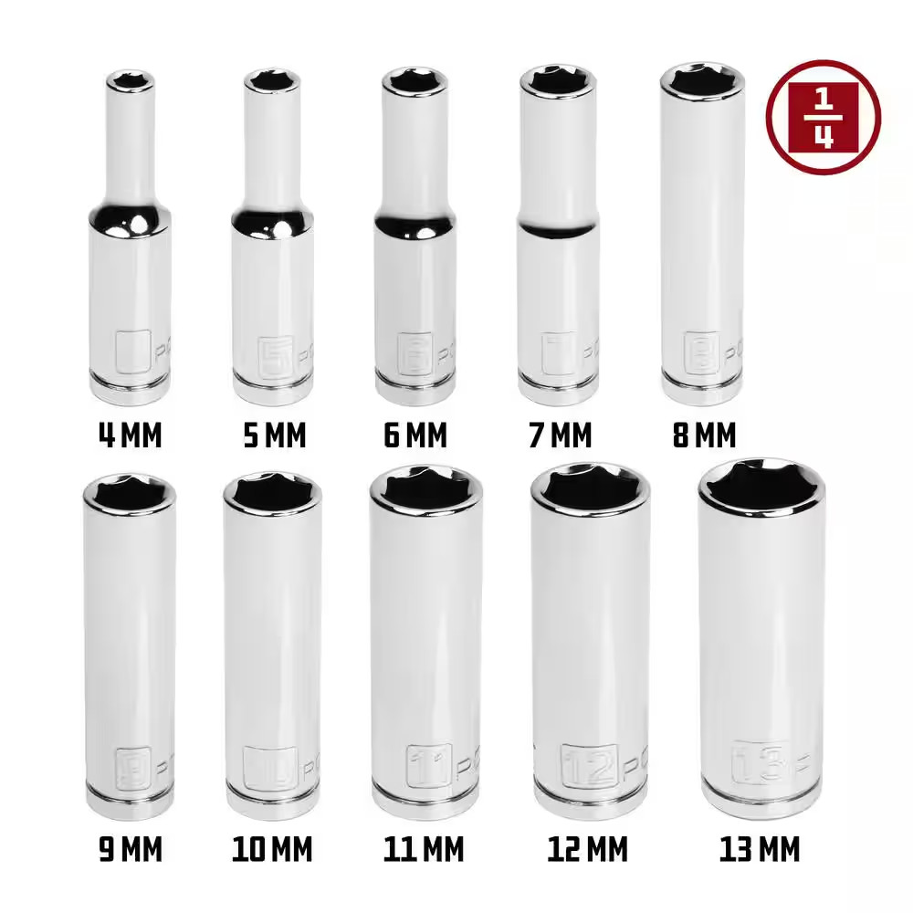 1/4 In. Drive Metric 6-Point Deep Socket Set (10-Piece)
