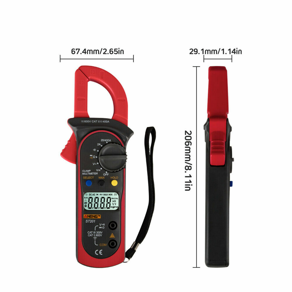 Handheld True RMS Digital Clamp Meter Multimeter AC DC Volt Amp Ohm Cap Tester
