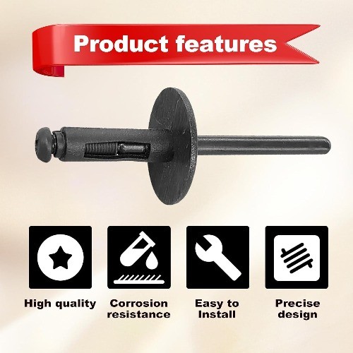 10-Piece Black Nylon Fender Liner Bumper Cover Expanding Rivets, Replacement for