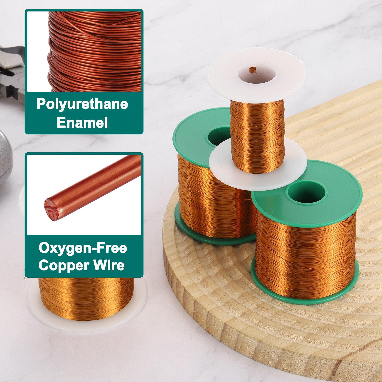 30 AWG Magnet Wire, 1 lb Magnetic Coil Wire, 180C(356F)