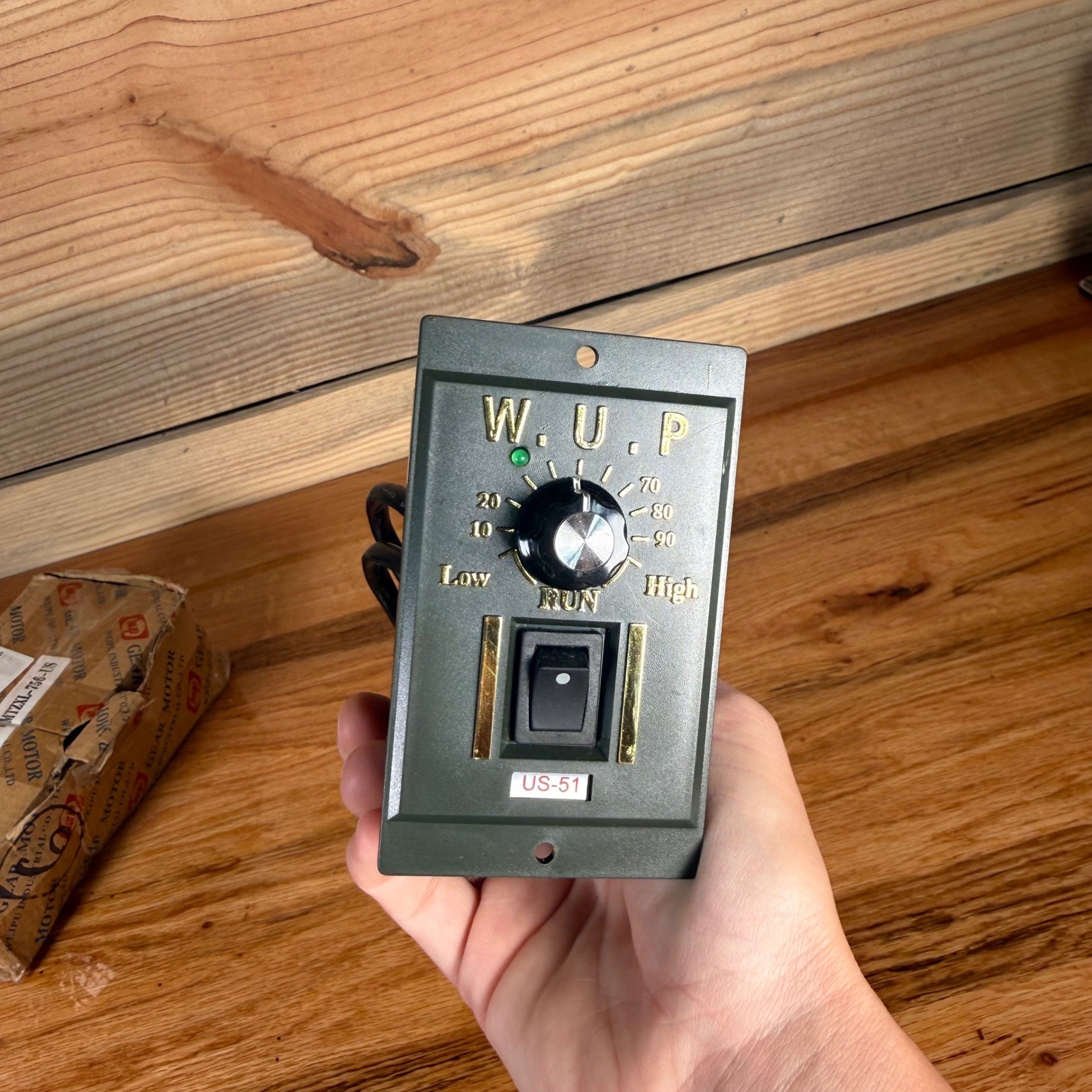 W.U.P. US-51 AC Motor Speed Control Unit 15W Green Panel Mount CW CCW