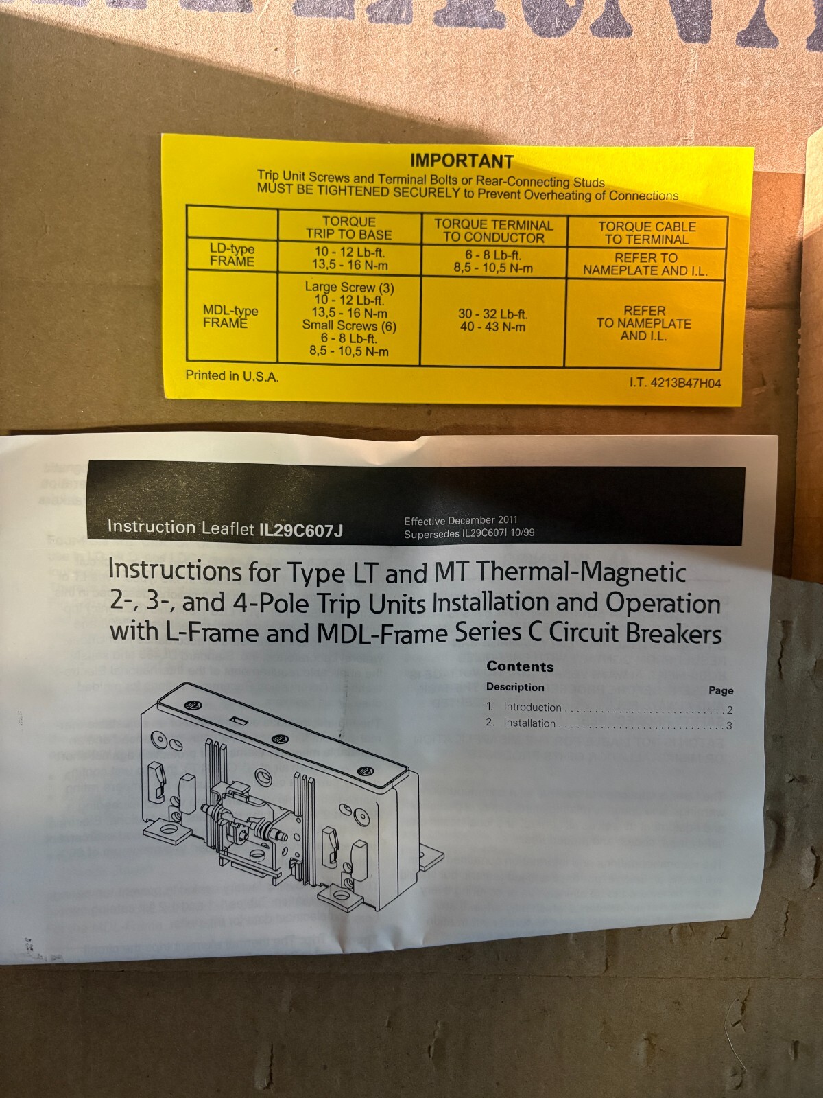 EATON LT3400T THERM/MAG TRIP UNIT