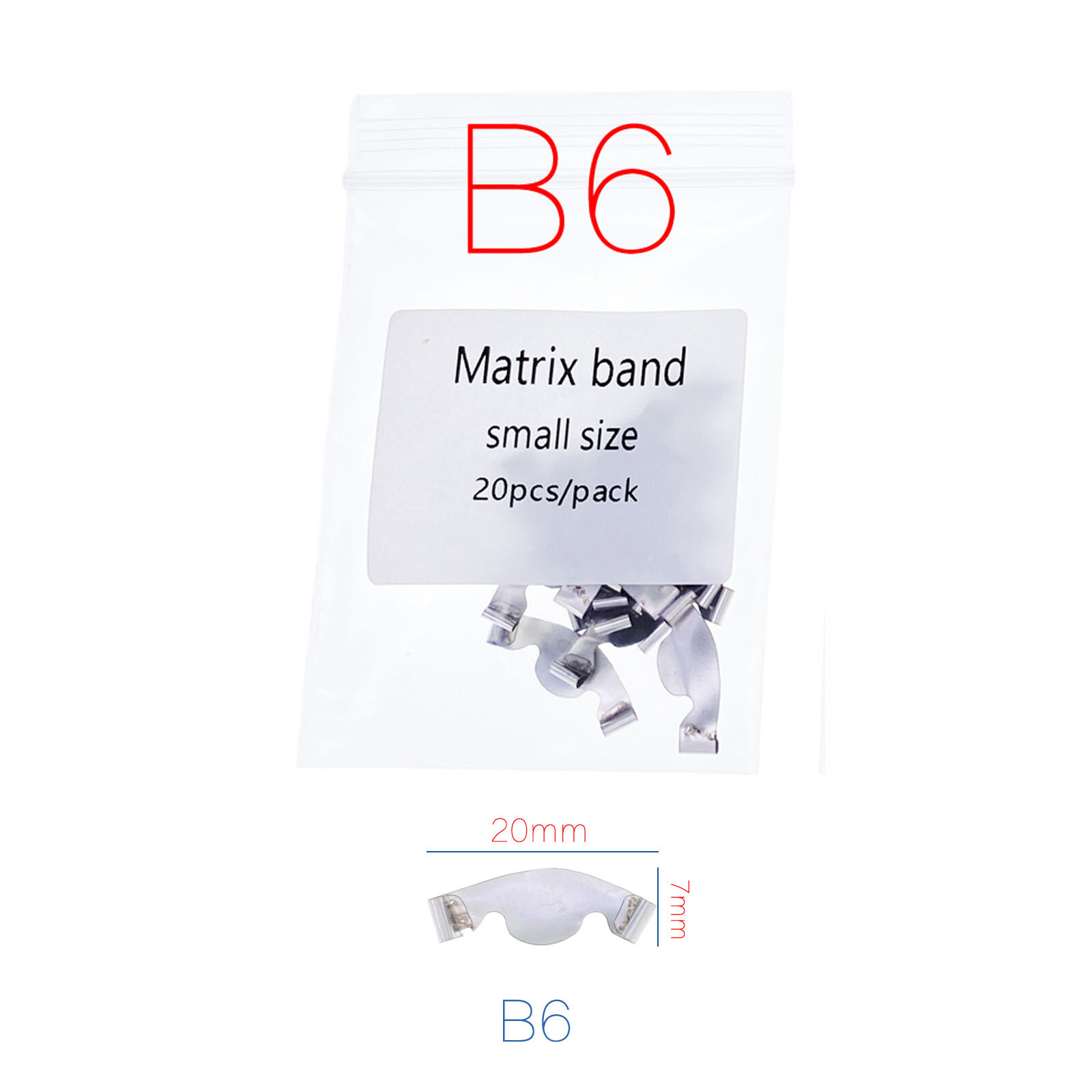 20Pcs/Pack Dental Saddle Contoured Metal Matrices Matrix Band / Springclip