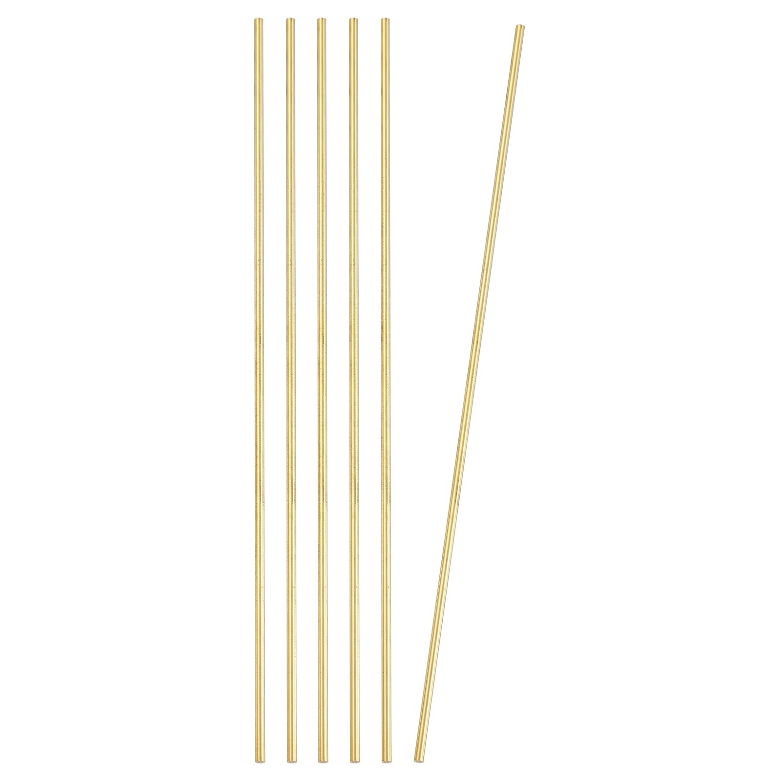 6 Pcs 4mm Dia. 32cm / 12.6 Inch Length Round Brass Rods, Brassy