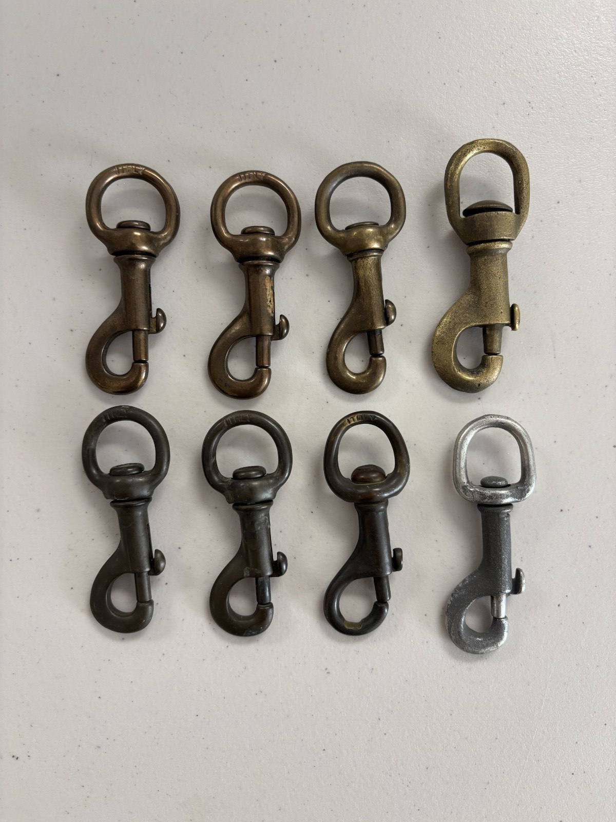 8 vintage Italy brass swivel snap hooks sailing rigging marine farm flagpole