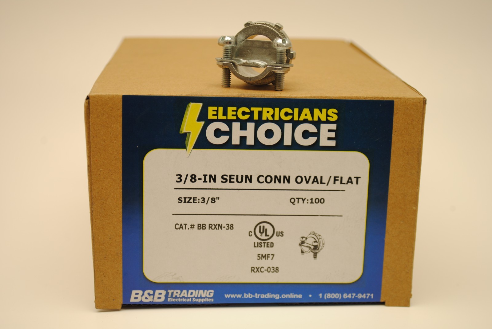 Box of 100 PCS, Trade Size 3/8 Romex Connectors, Die Cast for NM Cable