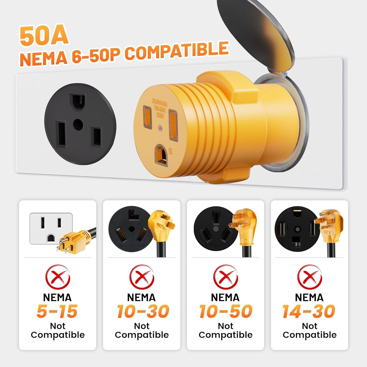 NEMA L14-30P to 6-50R Generator to Welder Adapter 30 Amp 4 Prong Lock Male Plug