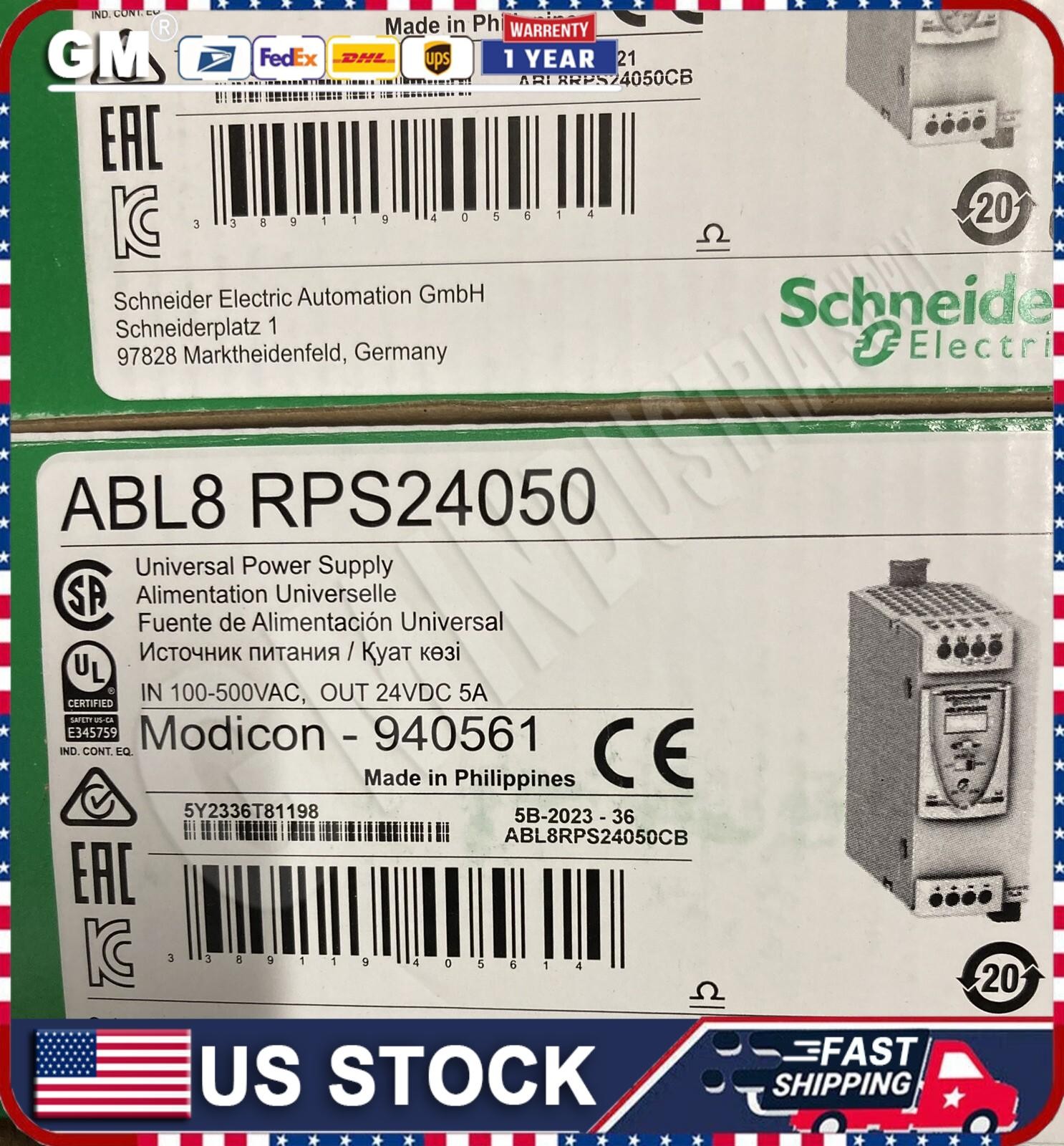 New In Box Schneider ABL8RPS24050 24V 5A Power Supply