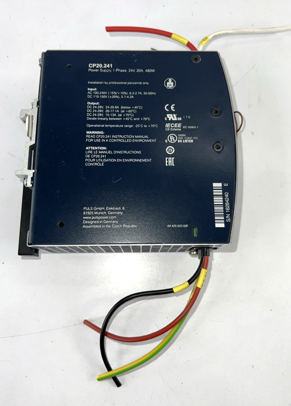PULS CP20.241 24V 20A 480W DIN Rail Power Supply PLC Industrial Automation