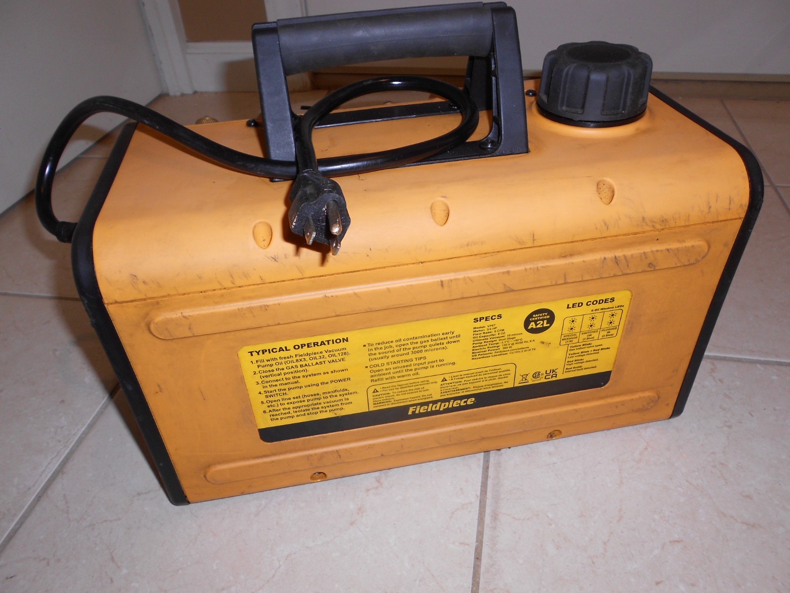 FIELDPIECE VP87 DUAL STAGE VACUUM PUMP 8 CFM HVAC TOOL