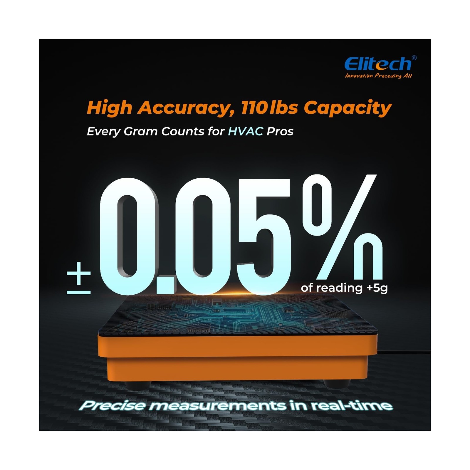 Elitech Refrigerant Scale 110 Lbs – High Precision HVAC Freon Scale with L
