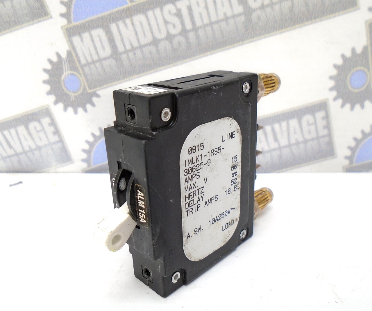 AIRPAX – CIRCUIT BREAKER – 15A – IMLK1-1RS5-30625-9 – BULLET WHITE THROW – 80V