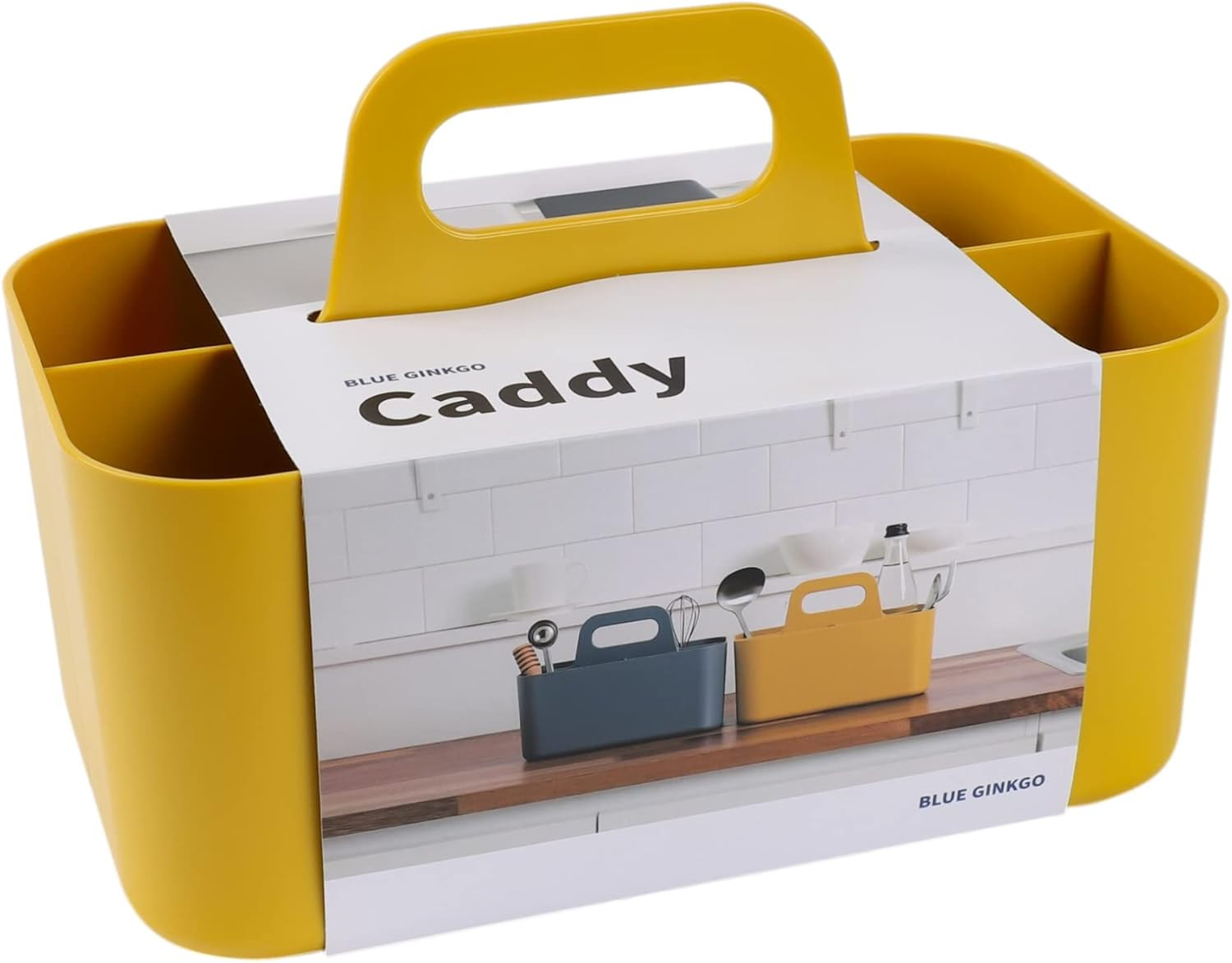 Stackable Organizer Caddy, Rectangle, Yellow, Made in Korea | Portable. Adjustab