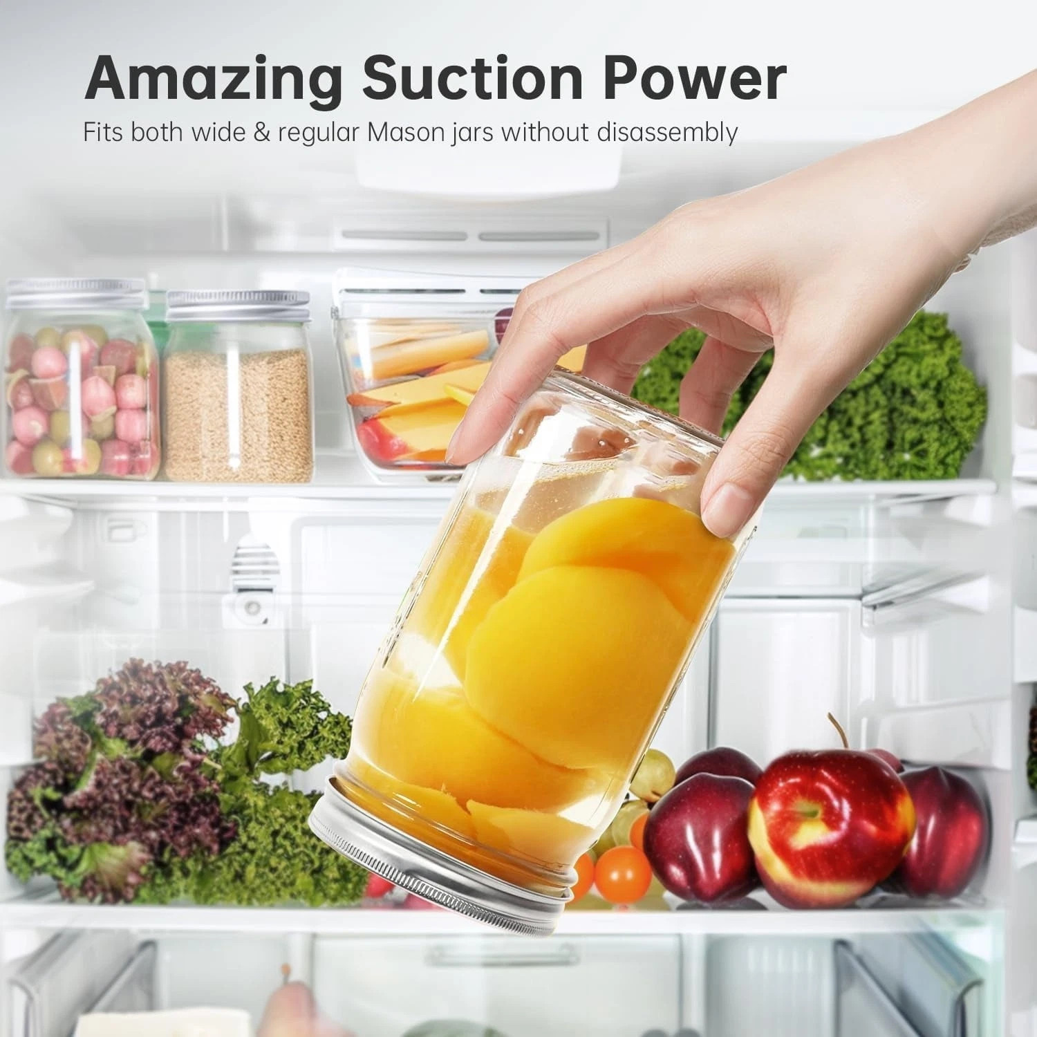 Electric Mason Jar Vacuum Sealer Kit for Wide Mouth and Regular Mouth Mason Jars