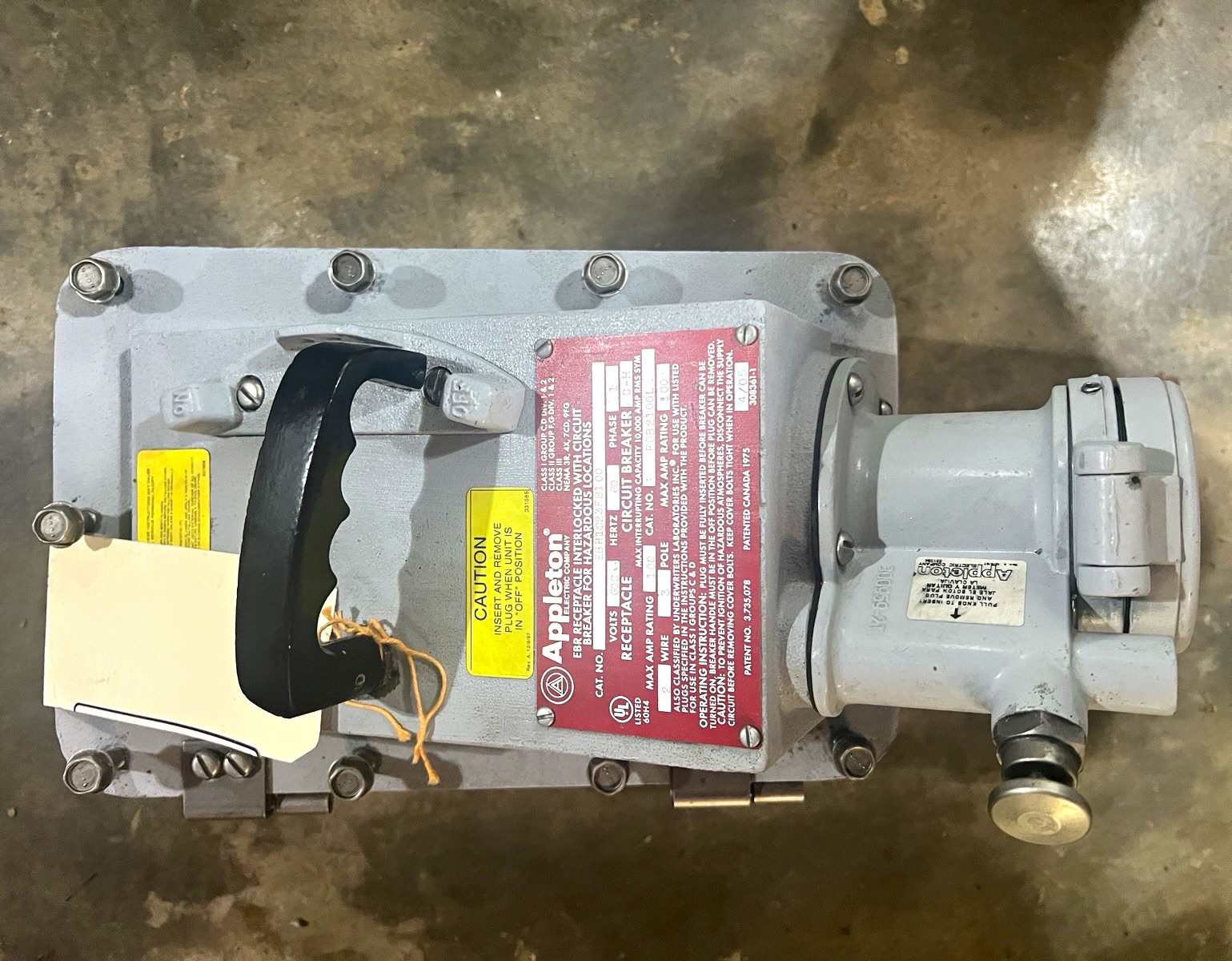 Appleton EBR1023FB100 Interlocked Receptacle Circuit Breaker 600V 100A 3-Pole