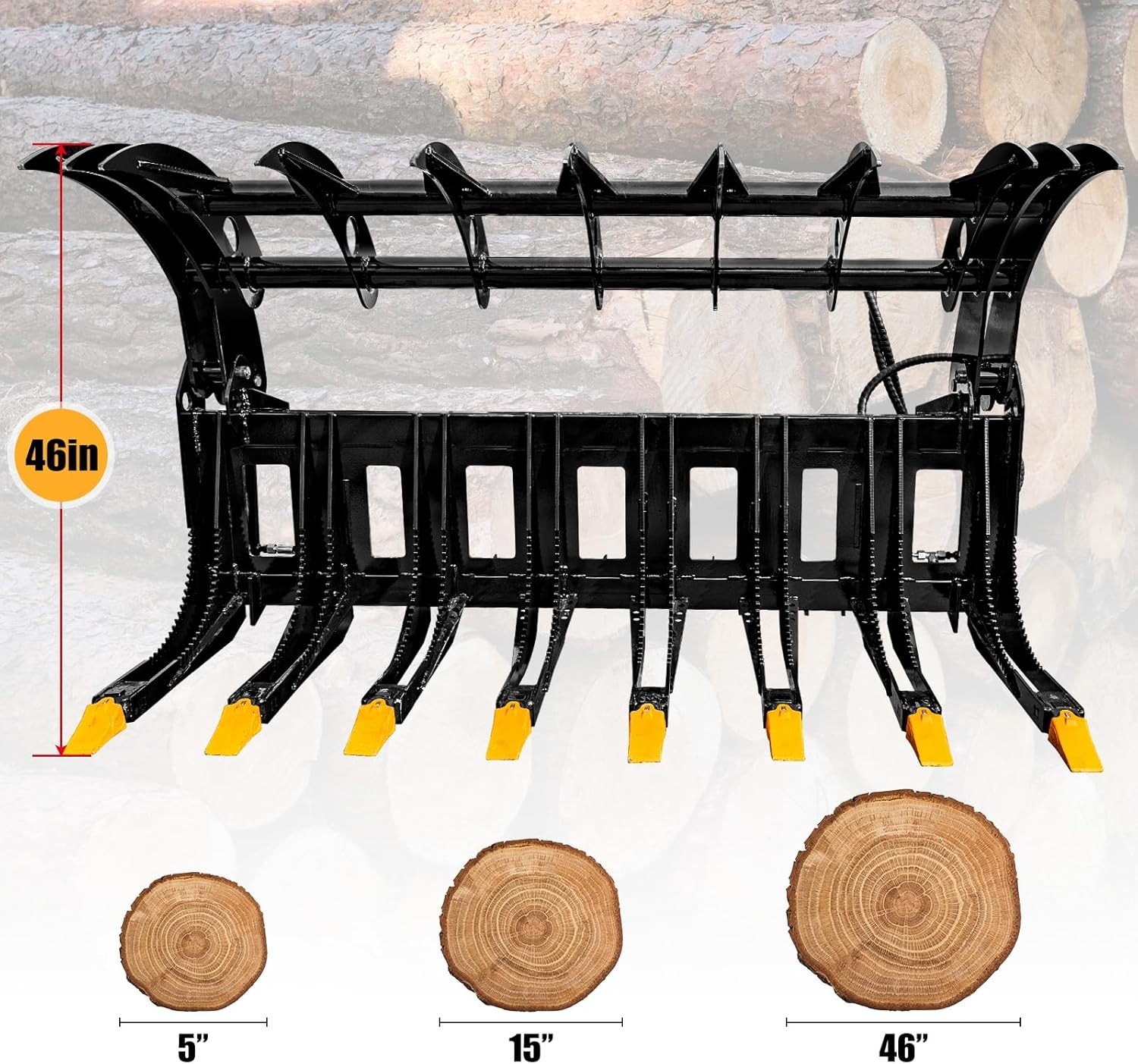 72inch Forestry Rake Clam Grapple Root Attachment Fit Bobcat Skid Steer Loader