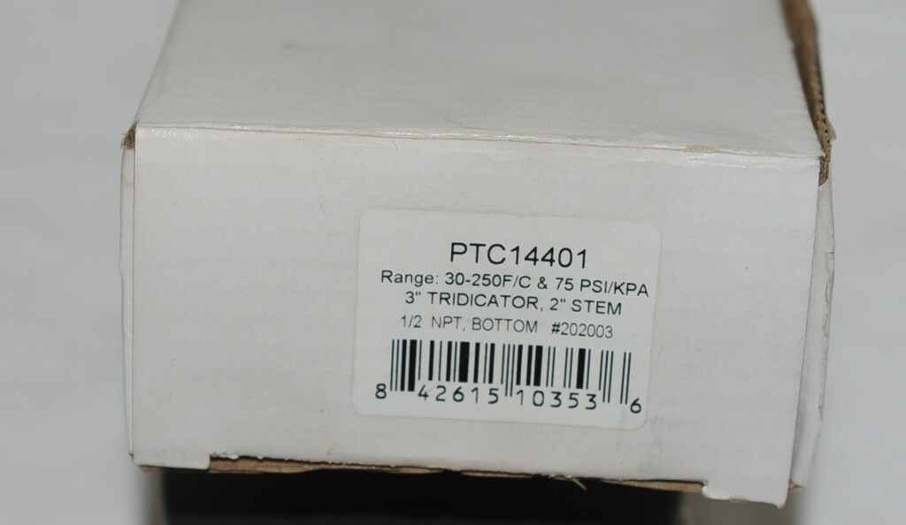 Trerice PTC14401 3 inch Tridicator 30-250 F/C 75 PSI/KPA 2 Inch Stem