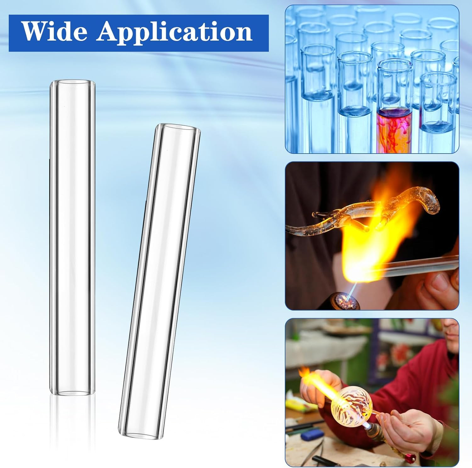 20Pcs 4″ Long Borosilicate Glass Blowing Tubes, 12mm OD 2mm Wall Thick Clear Gla