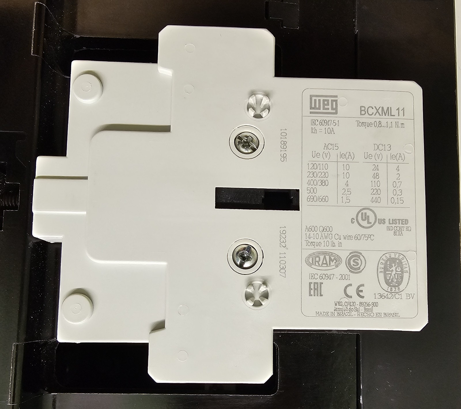 WEG CWM250-22-30E21 Contactor, 250A Coil, 430-500V, 3Ph