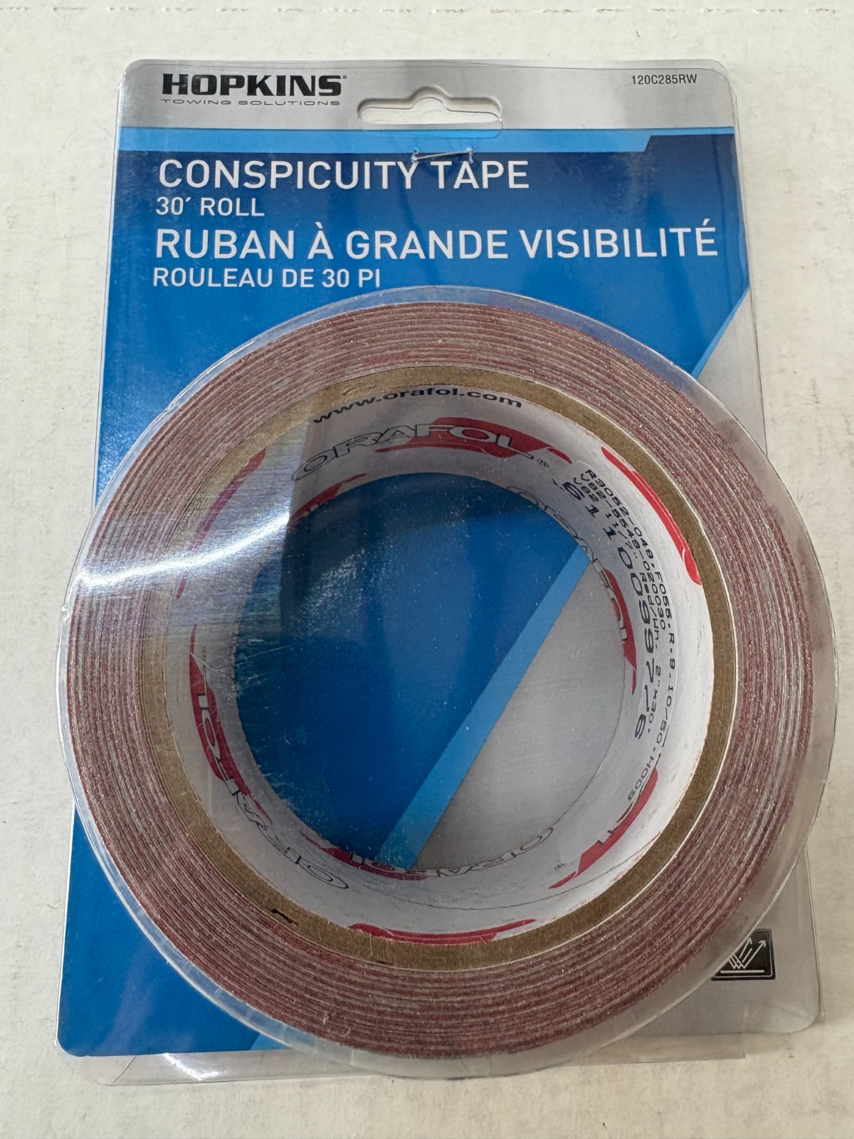 HOPKINS REFLECTIVE RED & WHITE CONSPICUITY TAPE 2″ WIDE x 30′ LONG ROLL C285RW