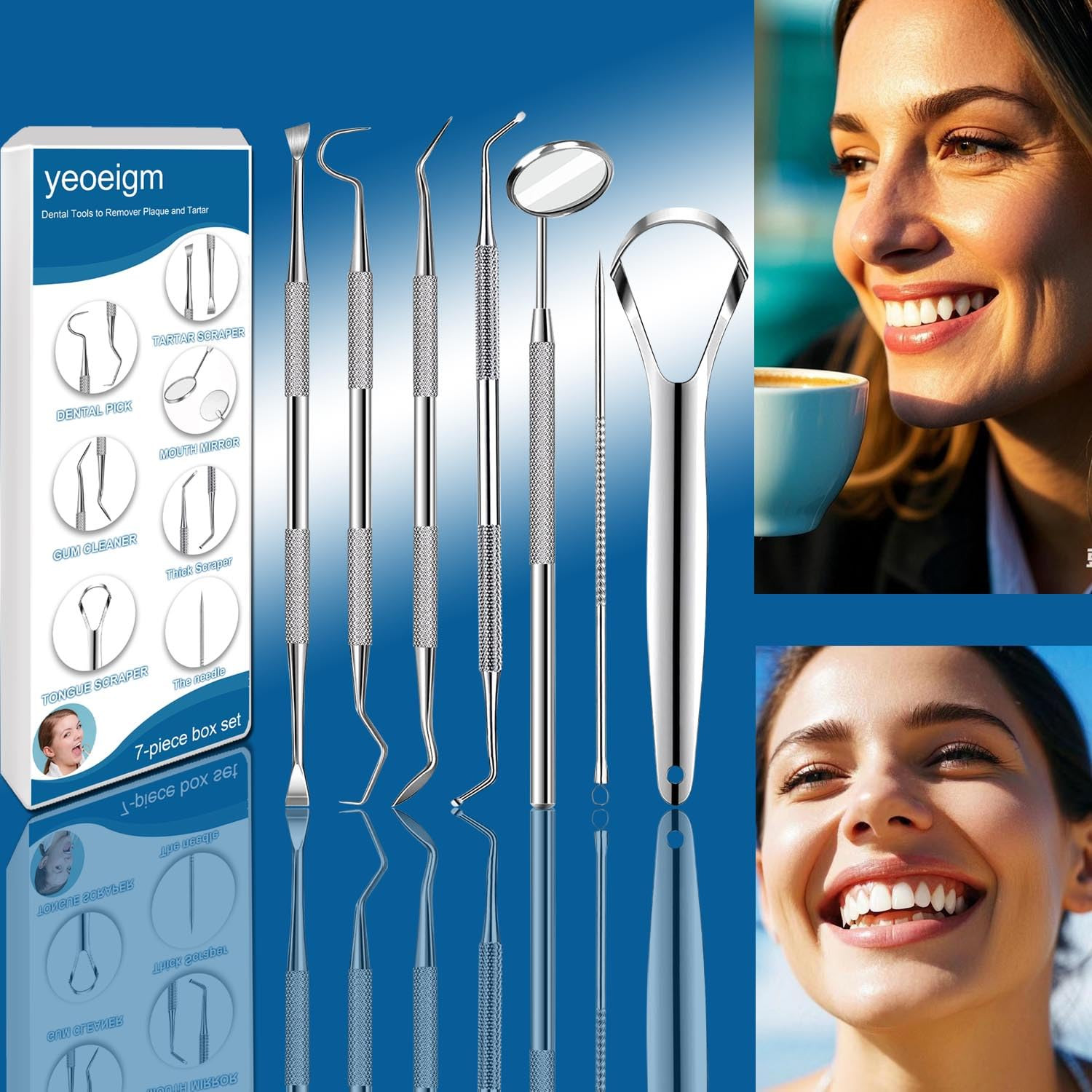 7Pcs Dental Tools, Dental Pick Teeth Cleaning Tools Hygiene Kit, Professional