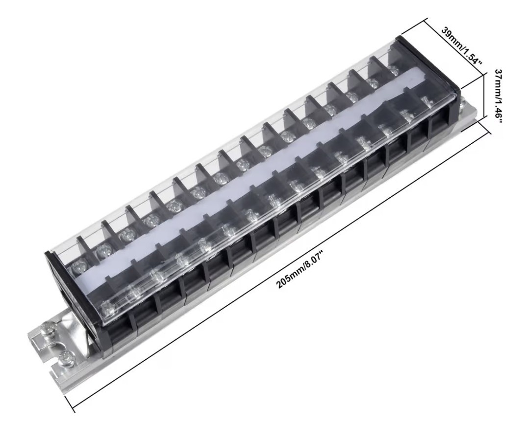 Barrier Terminal Strip Block 660V 20A Dual Row 20P DIN Rail Base Screw Connector