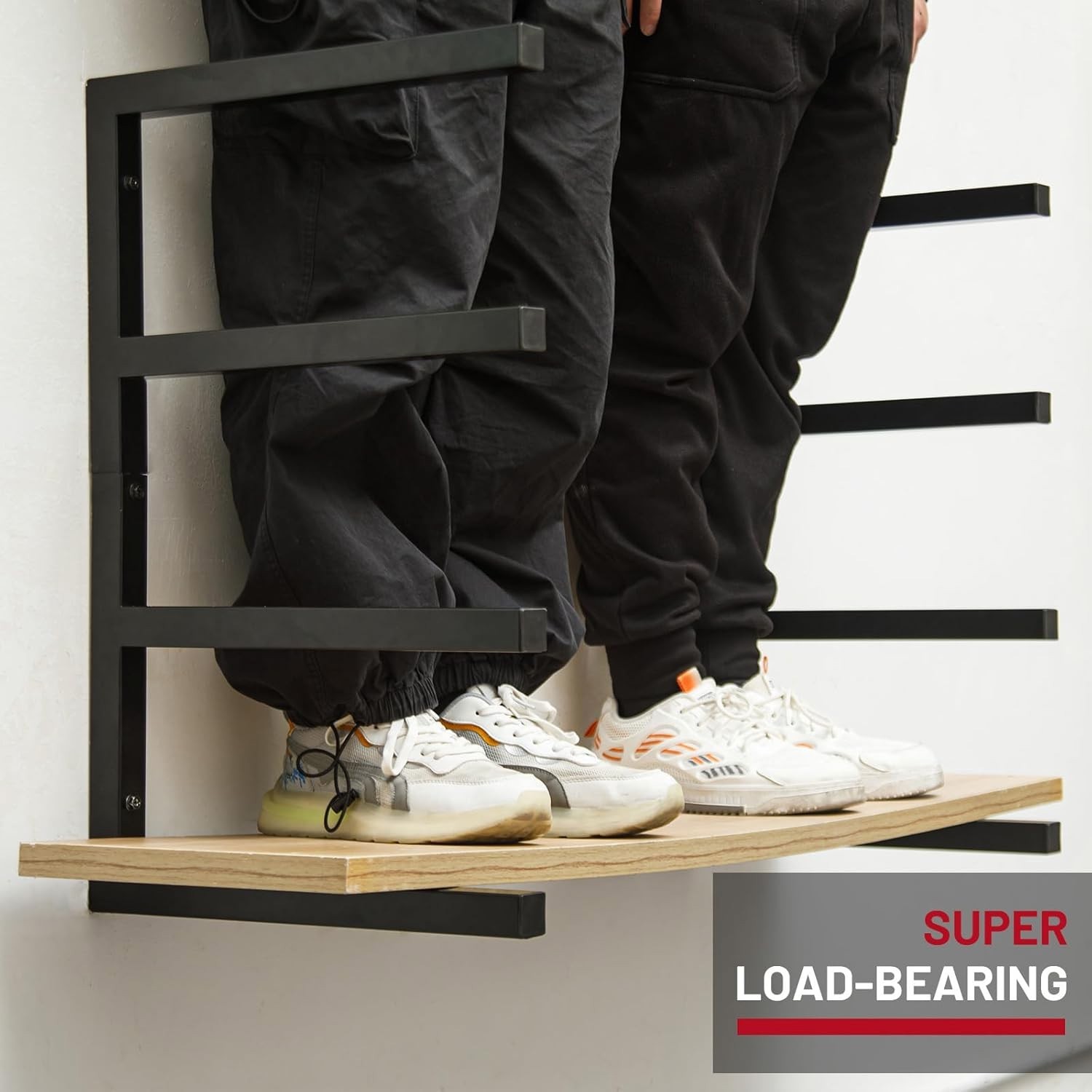 2 Pack Lumber Storage Rack 4 Level Wall Mounted Heavy Duty Wood Rack Organizer