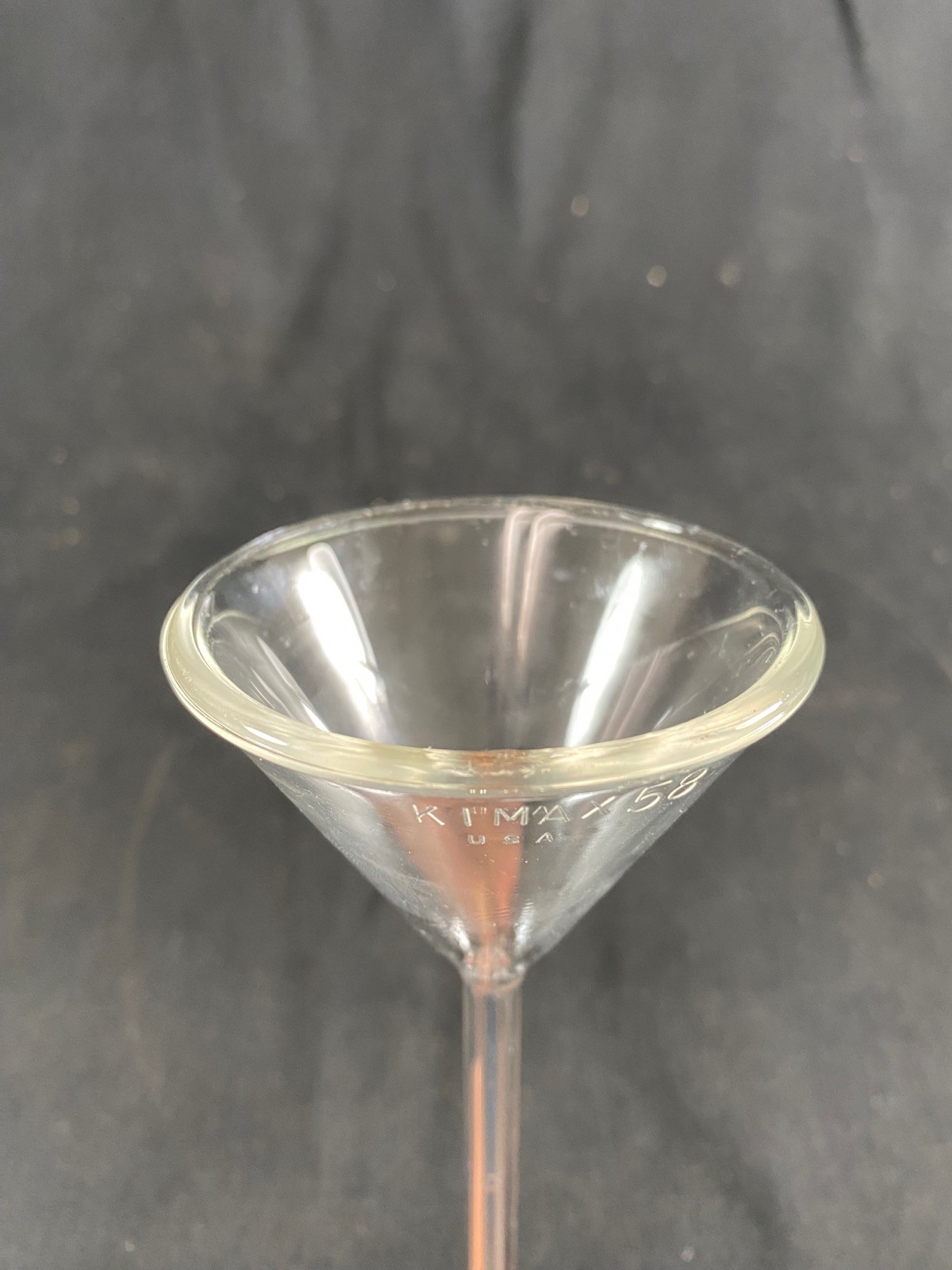 KIMBLE KIMAX Glass 60mL 65mm I.D. 58° 6″ Long Stem Funnel 28900-65 (6/pk) (B)