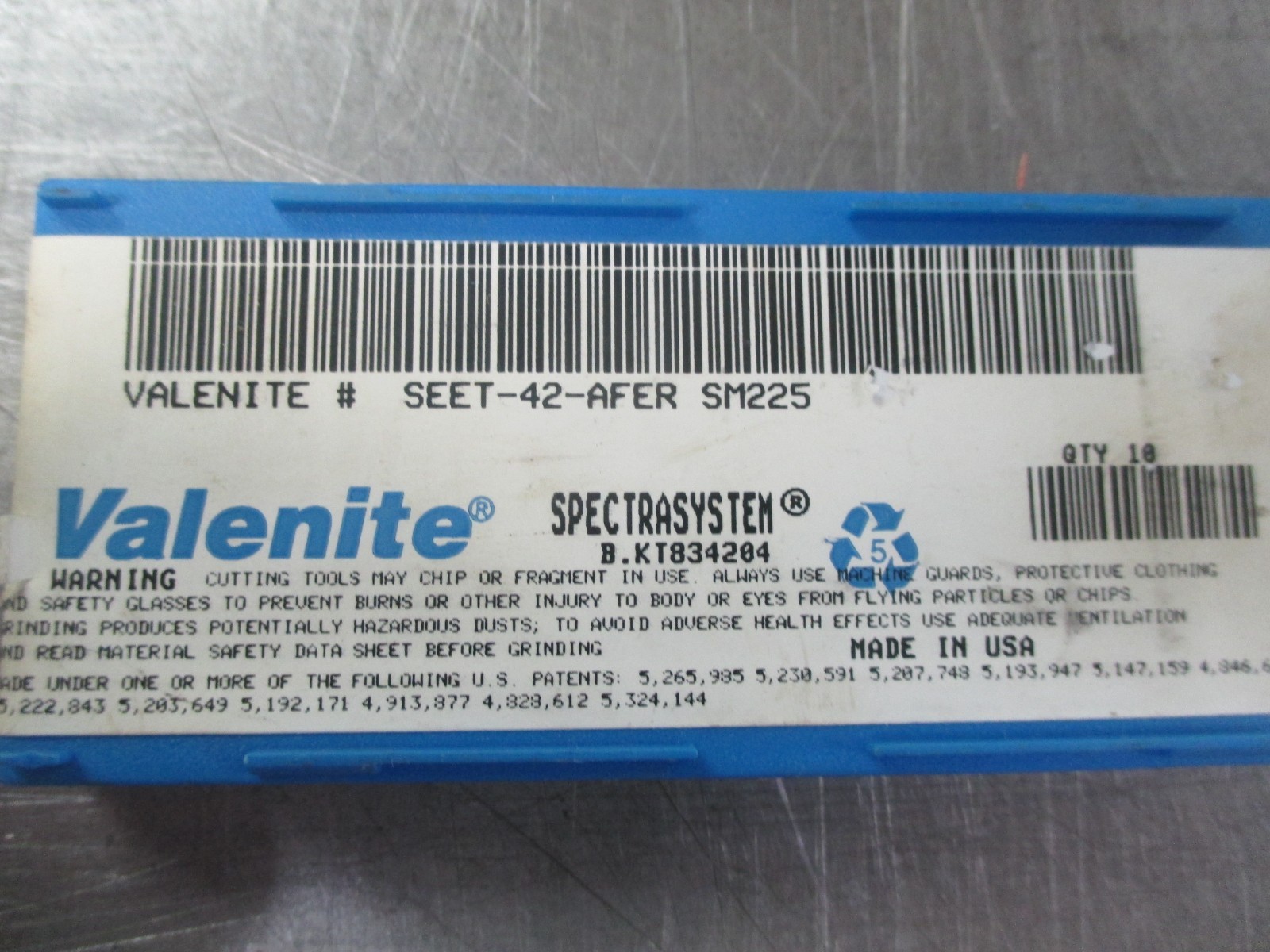 NEW Valenite SEET-42-AFER General Purpose SM255 Steel Grade Carbide Inserts