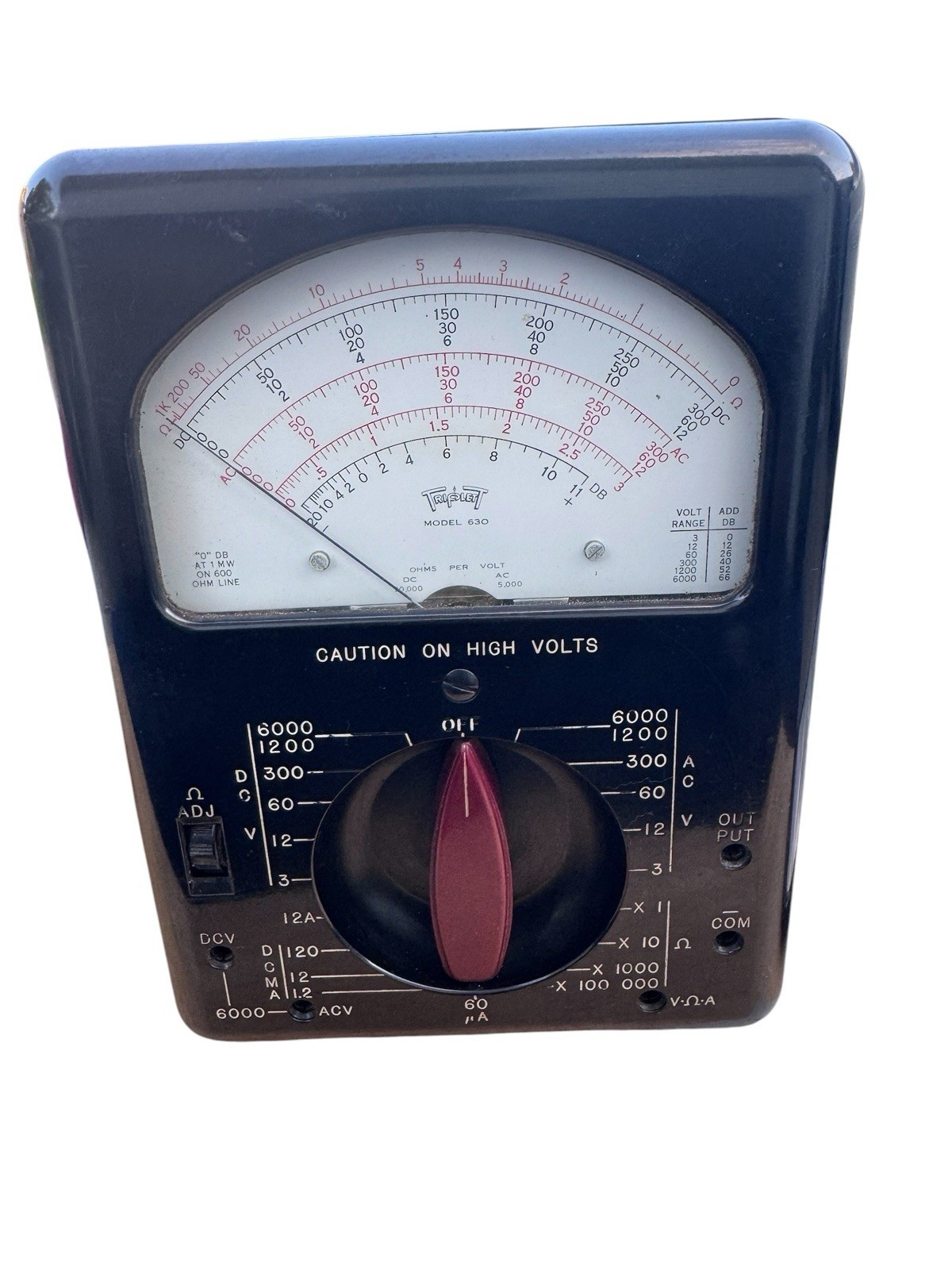 Triplett 630 Type 2 Analog Multimeter Volt Ohm Meter Untested